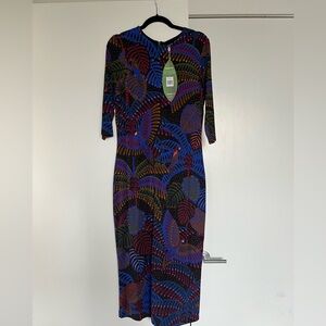 FARM Rio Midnight Black Midi Dress NWT